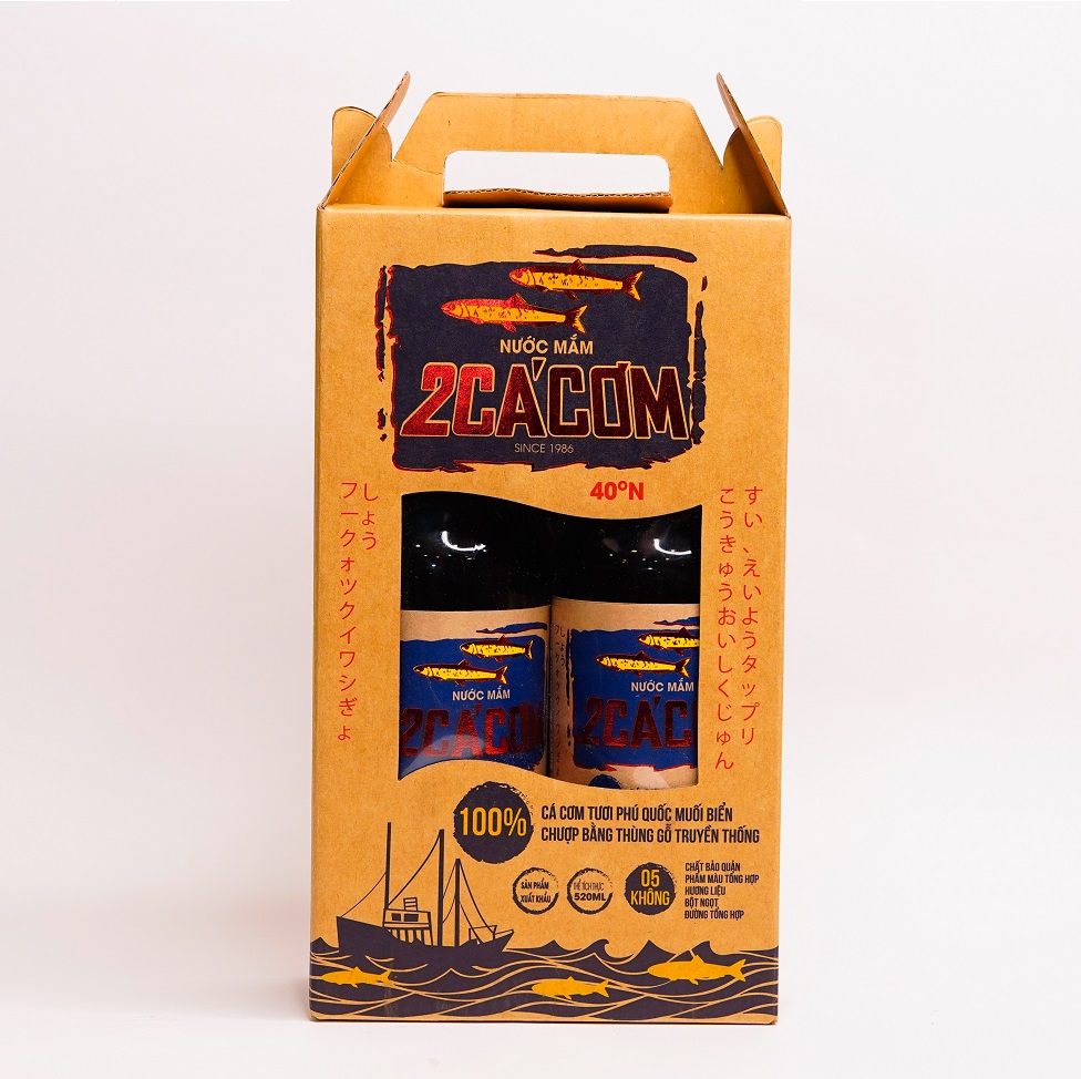 Hộp Nước mắm 2 Cá Cơm 40°N (2 Chai x 520ml)