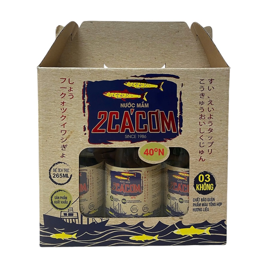 Hộp Nước mắm 2 Cá Cơm 40°N (6 Chai x 265ml)